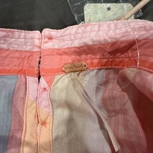 Free People Coral and Cream Striped Skirt